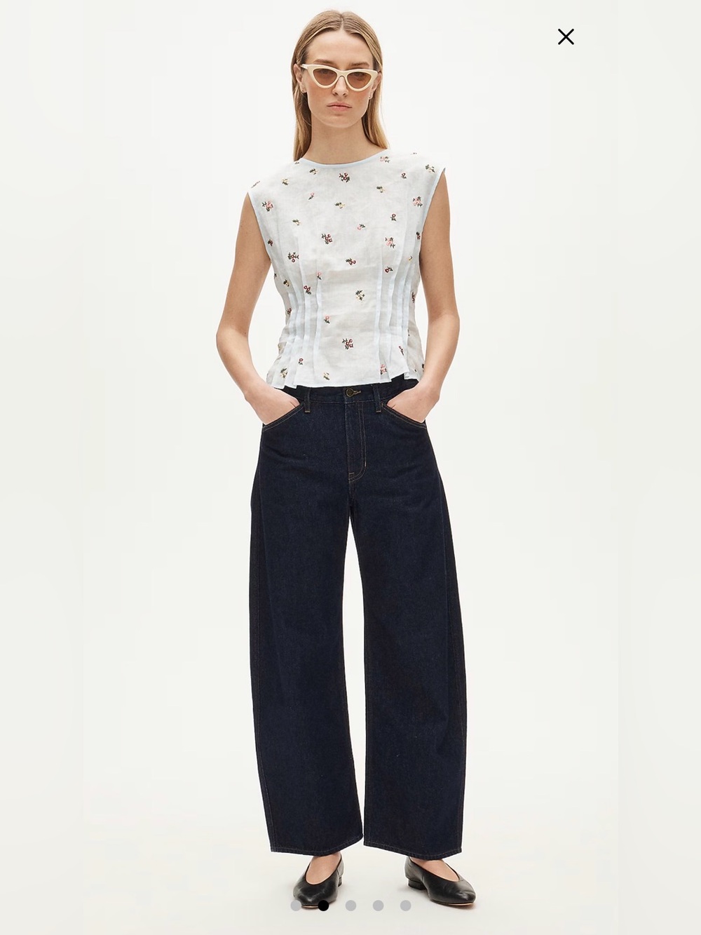 J. Crew Pintuck shell top in ramie with embroidered florals - Picture 6 of 6